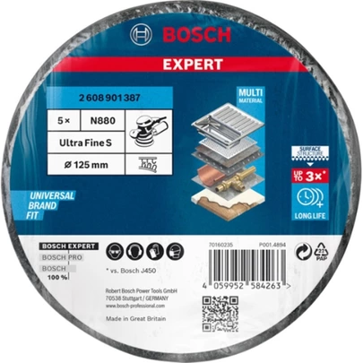 Disco de vellón EXPERT N880 para lijadoras excéntricas de 125 mm, fino, 5 unidades