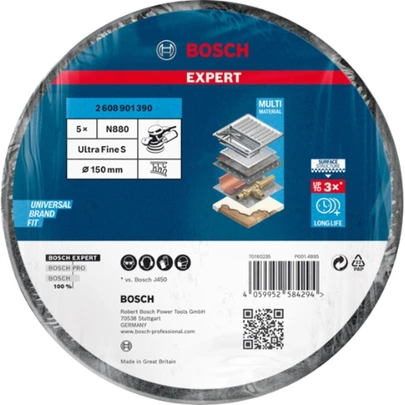 Disco de vellón EXPERT N880 para lijadoras excéntricas de 150 mm, fino, 5 unidades