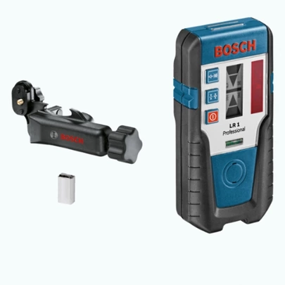 Bosch Professional receptor láser LR 1 (haz láser rojo, 1 batería de 9 V, montura, alcance: 0200 m)