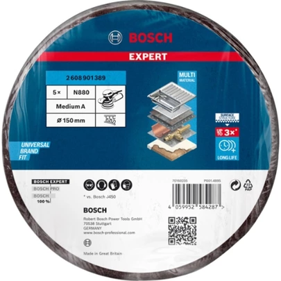 Disco de vellón EXPERT N880 para lijadoras excéntricas de 150 mm, medio, 5 unidades