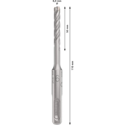 Broca para martillo PRO SDS plus-5X, 6 x 50 x 110 mm