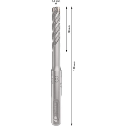 Broca para martillo PRO SDS plus-5X, 8 x 50 x 110 mm