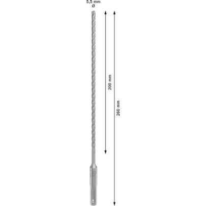 Broca para martillo PRO SDS plus-5X, 5,5 x 200 x 260 mm