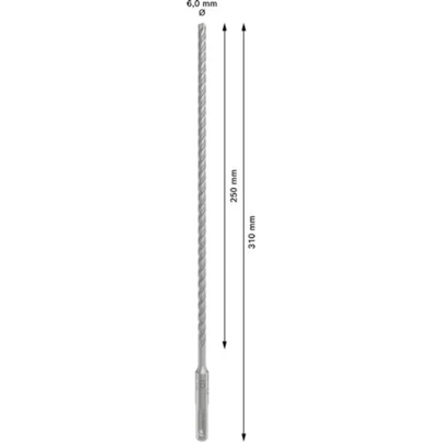 Broca para martillo PRO SDS plus-5X, 6 x 250 x 310 mm