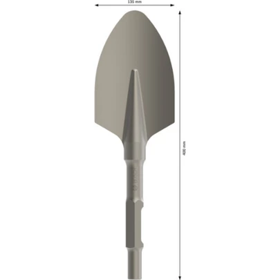 Cincel de pala PRO HEX 30-4C redondeado, 135 x 400 mm