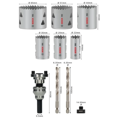 Set de sierras de corona PRO Multi Material y portabrocas Q-Lock, 10 unidades