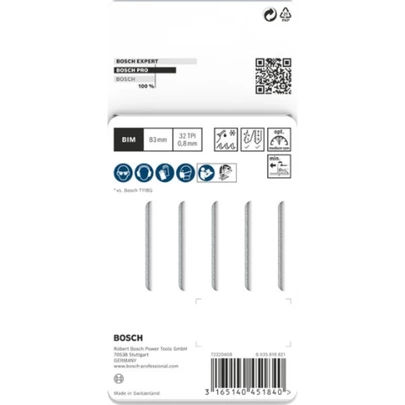 Hoja de sierra de calar PRO Stainless Steel T118GFS, 83 mm, 5 uds.