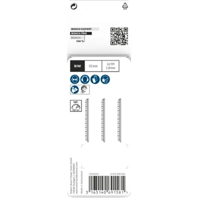 Hoja de sierra de calar PRO Plastics PMMA clean T102BF 92 mm, 3 uds.