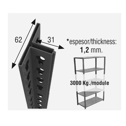 Perfil officlick 2500 antracita 2500x62x31