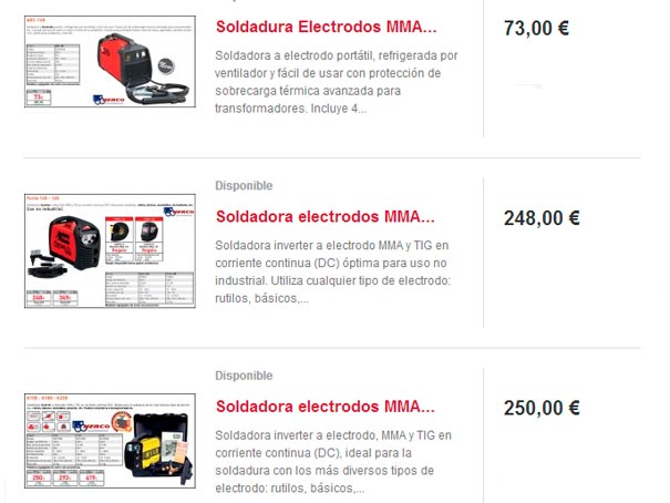 Catálogo equipos soldadura inverter en la tienda online www.nosolotornillos.com