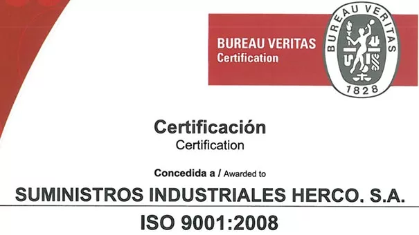 Suministros Herco - Certificación ISO 9001:2008